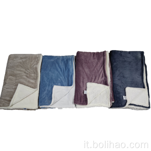 solid flannel and sherpa fleece composite flannel blanket for baby